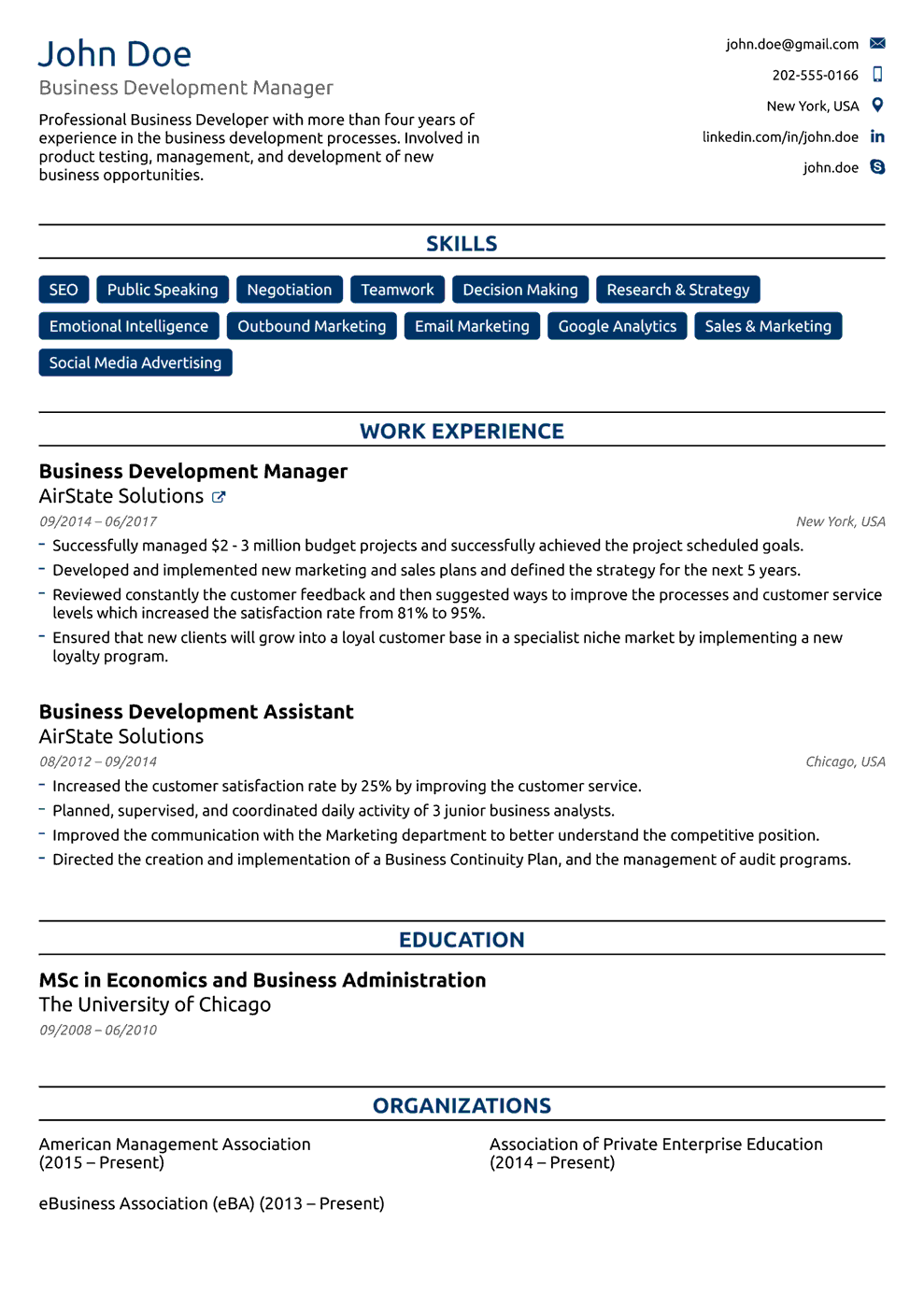 Classic resume template